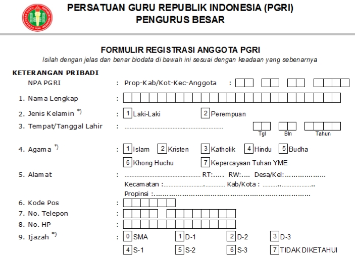 Pendaftaran PGRI Bengkalis - Persatuan Guru Republik Indonesia Cabang Bengkalis